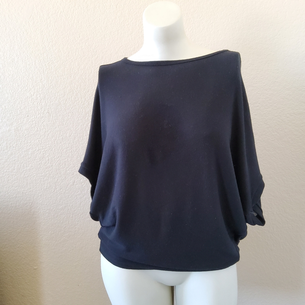 NWT Michael Stars Black Verna Dolman Sleeve Knit Top Large​